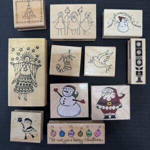 Christmas Themed Wooden Stamps Set